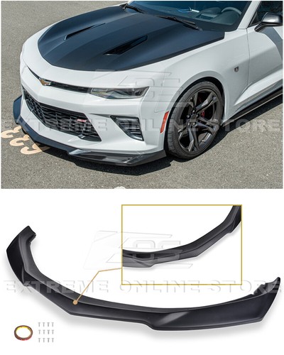 For 16-Up Camaro ALL | ZL1 Style Primer Black Front Bumper Lower Lip Splitter - Picture 1 of 12