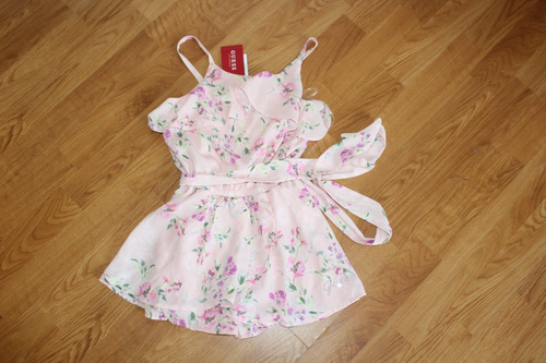 NWT GIRLS GUESS SZ 7 ROMPER LOGO FLORAL JUMPSUIT - Picture 1 of 4