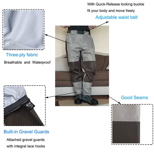 Fly Fishing Stocking Foot Wader Affordable Breathable Waterproof Waist Waders - Picture 4 of 13