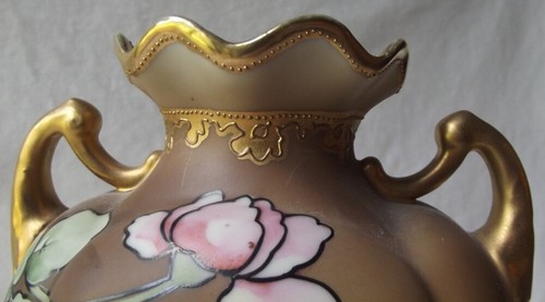 ANTIQUE JAPANESE NIPPON MORIMURA BRO. HAND DECORATED GOLD GILT VASE -8-1/2" - Picture 3 of 12