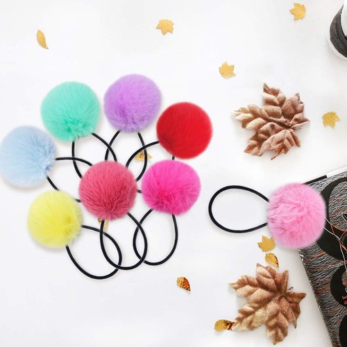 Pom Pom Hair Ties 16pcs Girls Hair Ties Hair Accessories Fluffy Ponytail Hold... - Picture 7 of 7
