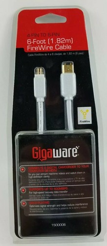 Gigaware 4 Pin To 6 Pin 6FT  Firewaire Cable P/N 1500006 m-4 - Picture 1 of 5