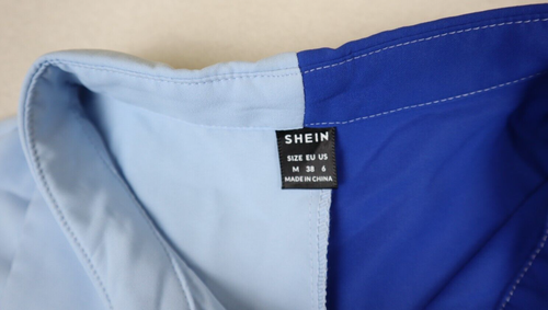 WOMEN'S BLUE SPLIT HALF & HALF COLOR BLOCK SHIRT DRESS - SHIFT - SIZE M/6 - Bild 4 von 7