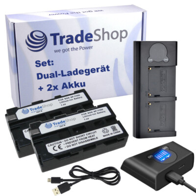 3in1 Set: Dual LCD Ladegerät + 2x Akku 2,4Ah für Sony DCR-TR7000/E DCR-TR7100/E