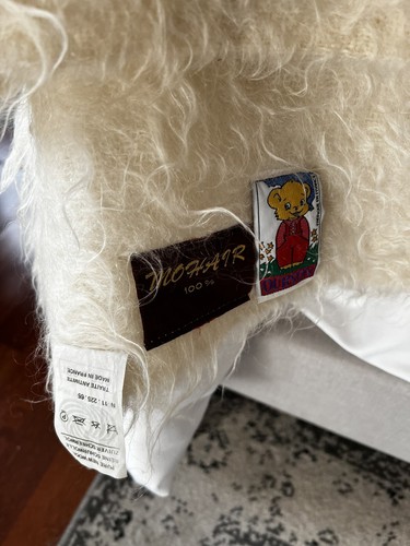 VINTAGE FRENCH OURSON MOHAIR WOOL THROW BLANKET WHITE LRG MADE IN FRANCE 180X220 - Picture 4 of 8