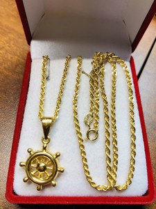 18K-Saudi-Gold-Anchor-Necklace-With-18-Long-chain