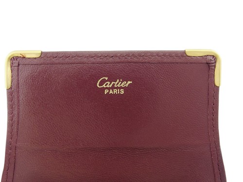 Cartier Tri-Fold Billfold Mastline Bordeaux Leather Authentic Used T21378 - Picture 9 of 10