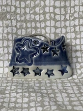 Art Pottery Wall Pocket Envelope Signed Janet Rodriguez Glazed Stars Cottage Cor