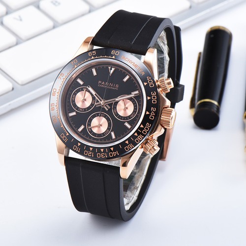 39 mm Parnis Hombre Reloj Cronógrafo Deportivo Movimiento de Cuarzo Reloj de Pulsera Esfera 24 Horas - Imagen 31 de 39