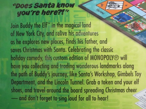 Juego de mesa de cine Elf Monopoly by USAOPOLY estilo navideño nuevo sellado 2-6 jugadores - Imagen 4 de 6