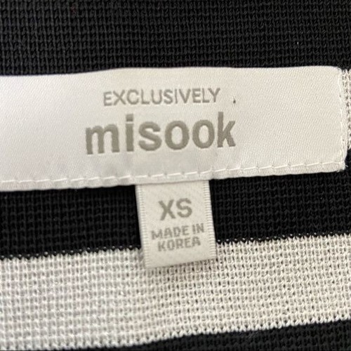 Cárdigan suéter tejido chaqueta a rayas brillantes azul blanco Misook para mujer talla XS - Imagen 12 de 13