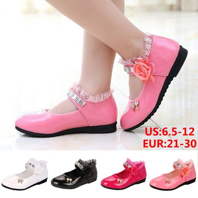 pink flower girl shoes