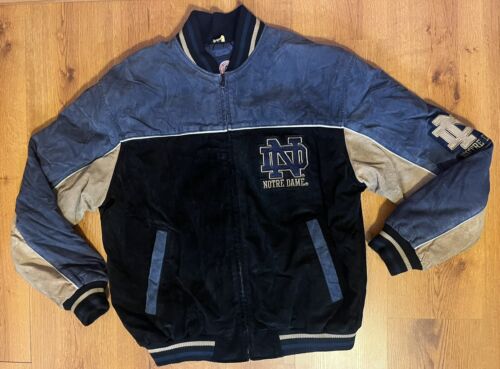 Vintage Jacket Notre Dame G III Apparel Group Suede Varsity Jacket Coat L - Picture 2 of 23