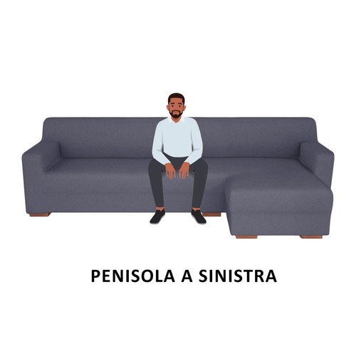 Copridivano Elasticizzato con Penisola a Destra Sinistra 2 3 4 Posti Tinta Unita - Imagen 17 de 33
