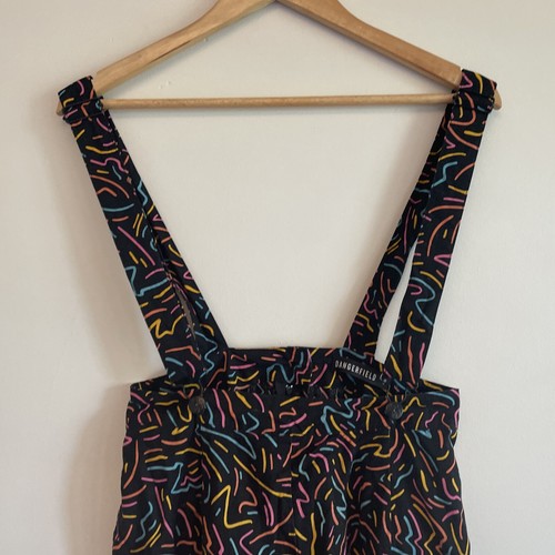 Vestido DANGERFIELD Damas Talla 8 Negro Multicolor Delantal Fiesta Ropa de Calle - Imagen 2 de 12