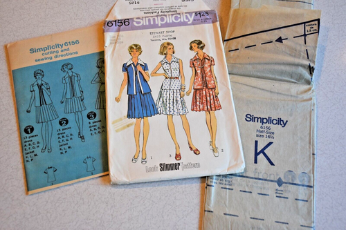 1973 Simplicity Uncut Pattern Unlined Jacket Dress  #5875 Half-Size 16.5 Bust 39 - Picture 2 of 6
