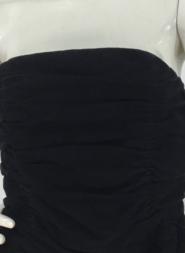 Leifsdottir vintage black suede/leather ruched strapless mini dress Size 6 - Picture 5 of 11