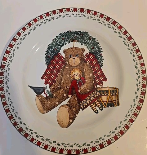 Sakura Debbie Mumms Christmas Bear Plates Dessert/Salad Set Of 4 - Picture 3 of 10