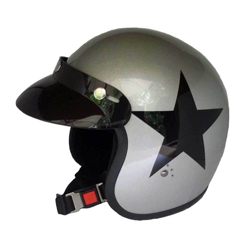 Bandit Helmets Motorrad Jet Helm Star Silver schwarze Sterne kleine Bauweise - Picture 2 of 6