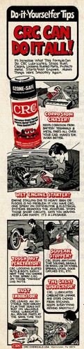 Anuncio impreso vintage 1977 CRC Chemicals Can Do It All Lubricates detiene la limpieza de óxido - Imagen 1 de 2