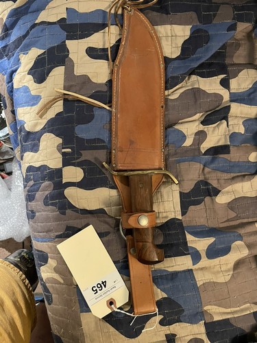 VINTAGE WESTERN U.S.A W49 FIXED BLADE BOWIE KNIFE WITH LEATHER SHEATH
