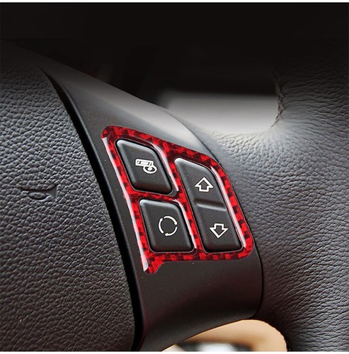 Real Carbon Fiber Steering Wheel Button Trim Fit For BMW 3Series E90 2005-2012 - Picture 3 of 5