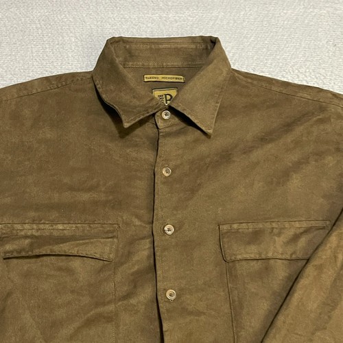 Bruno Shirt Mens XL Seuded Microfiber Button Up Brown Long Sleeve Collar Casual - Picture 6 of 10