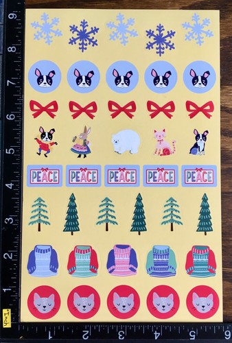 CHRISTMAS STICKERS, BEARS, DOGS, CATS, ONE SHEET BEAUTIFUL STICKERS #WINTER10 - Picture 2 of 2