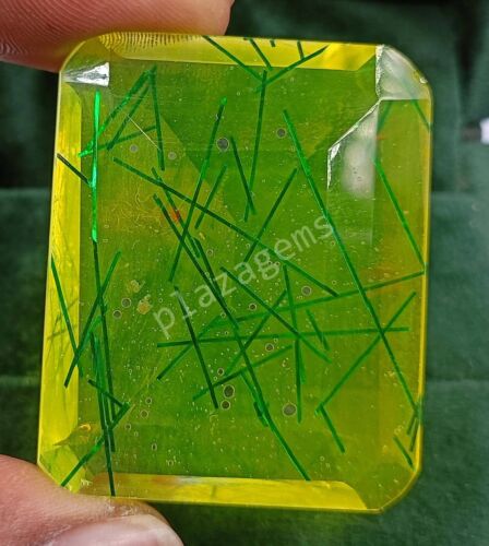 148.35 CT Emerald Cut Green Rutilated Quartz EGL Certified Loose Gemstone 5FRV - Picture 8 of 11