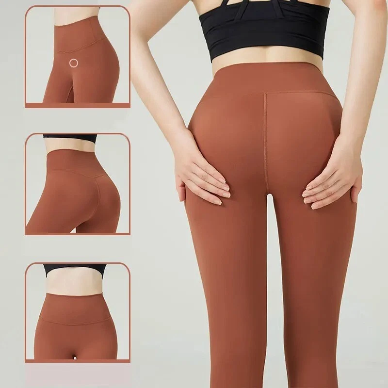 Leggings cintura alta sensación desnuda push up deporte mujeres fitness correr yoga pantalones Foto 3 de 4