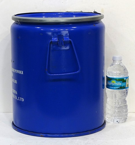 BLUE ENAMEL ON STEEL Metal LEVER LOCK RING Locking Lid STORAGE BUCKET 4gal Pail - Picture 2 of 5