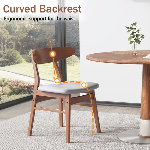 2PCS Mid-Century Accent Modern Dining Chair Wood+PVC Leather for Living Room - Picture 12 of 12