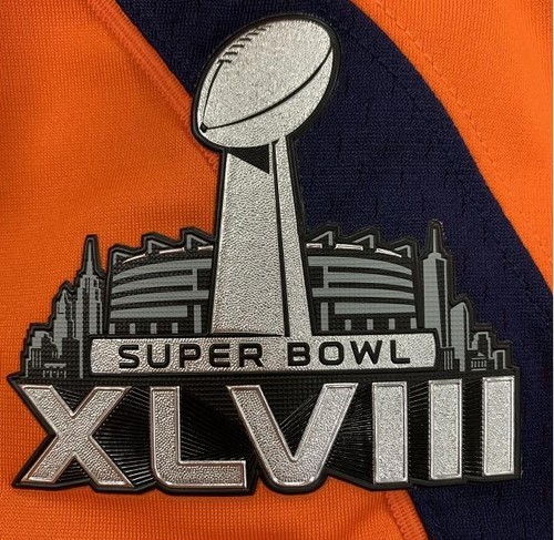 OFFICIAL Super Bowl XLVIII 48 Broncos Seahawks ChromaFlex Plastic Jersey Patch - Picture 2 of 3