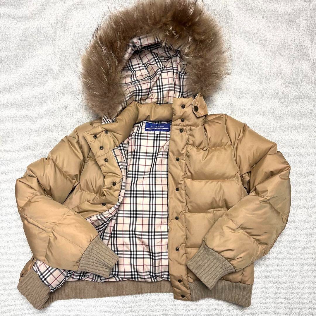 Burberry London Blue Label Down Jacket Hood Nova Check Beige Burberry London Blue Label Down Jacket Hood Nova Check Beige
