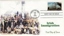 AO 3286-1,1999, Irish Immigration, First Day Cover, Add-on Cachet, Standard Post