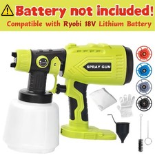 1L Cordless Paint Sprayer for Ryobi 18V ONE+ Battery HVLP Spray Gun 4 Nozzles