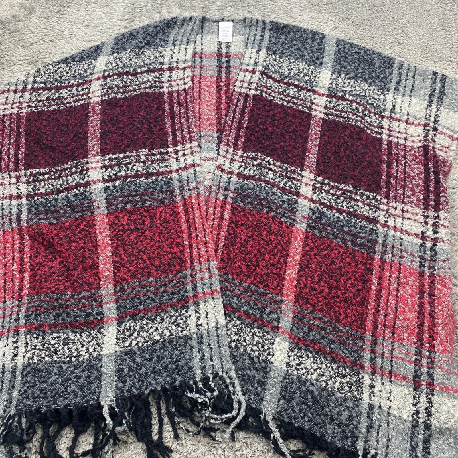 Woolrich Poncho Women One Size Fringe Southwest Plaid Cape Blanket Wrap Cardigan