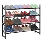 Shoe Rack Metal 4 Tier Black Slim Space-Saving Organizer 82x23x68.5cm Sturdy Fit