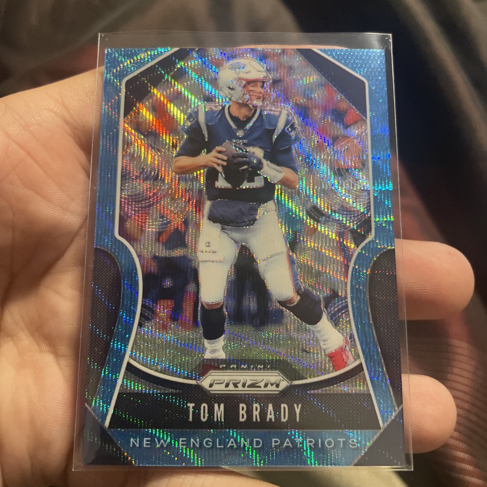 2019 Panini Prizm Tom Brady - Blue Wave Prizm /199 - #18 Patriots Rare Ssp