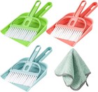 Lamoutor 3 Pack Mini Hand Broom and Dustpan Set Small Dust Pans Color Mixing