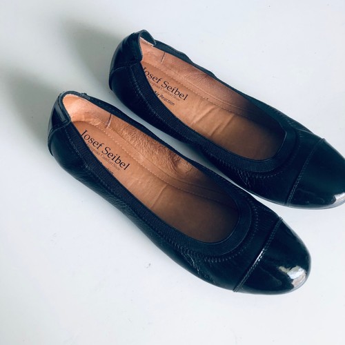 Josef Seibel Women's 37 Patent Toe Black Leather Comfort Flat SZ 6-6.5 - Picture 3 of 10