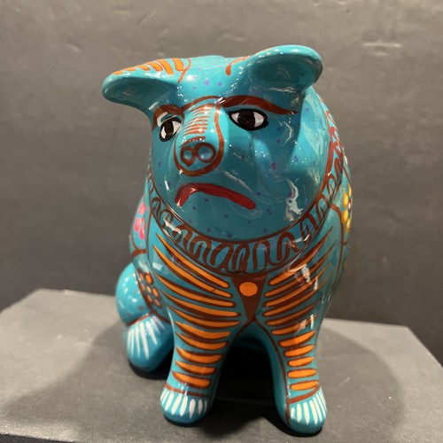 Salvadanaio messicano Talavera dipinto a mano arte popolare argilla - Foto 2 di 10