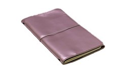 LOUISE CARMEN Notebook Cover A6 Slim Pocket Size Genuine Leather Pastel Pink