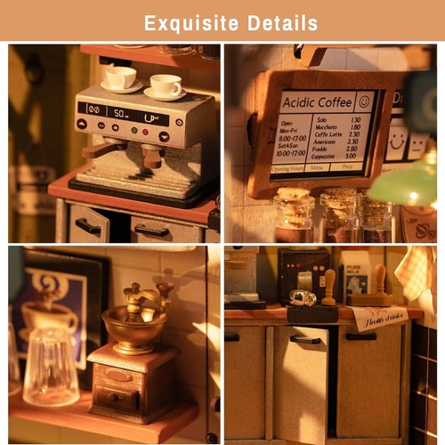 Robotime Rolife Premium Wooden Dollhouse Kit 3D Miniature Model Building Kit LED - Picture 70 of 116