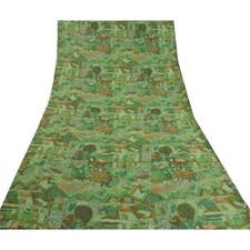 Sanskriti Vintage Green Sarees 100 Pure Silk Hand Beaded Zari Sari 6 Yd Fabric