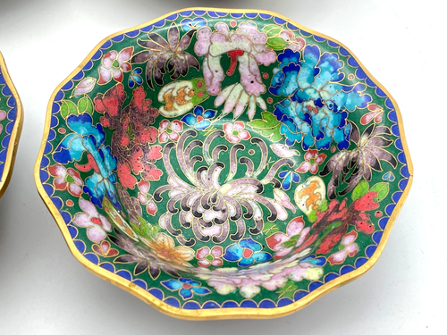 6x Bellissime Ciotole Cloisonne Ciotole Smaltate Smalto Asia - 13cm - Foto 5 di 22
