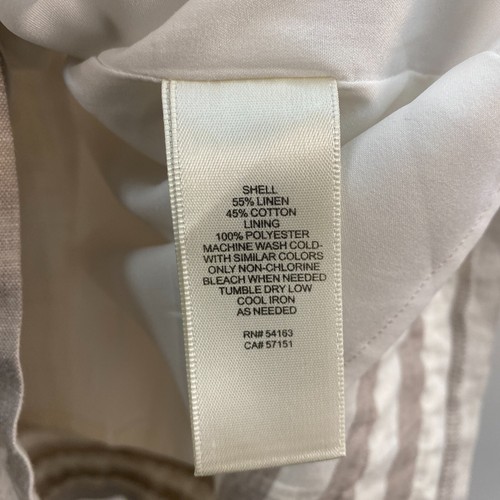 Eliza J Womens 6 Dress Linen Stripe Sleeveless White Brown Embroidered V-Neck - Picture 10 of 13