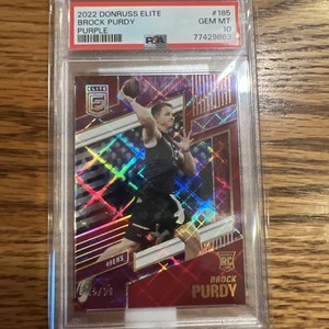 BROCK PURDY 2022 Donruss Elite #185 RC PURPLE REFRACTOR /99 PSA 10 LOW POP