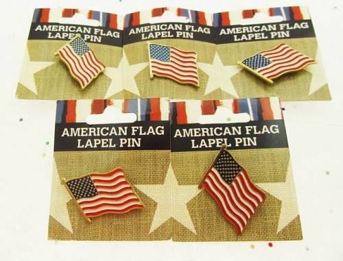 5 American Flag Lapel Pins Red White Blue Patriot Holiday Memorial Veterans July - Picture 5 of 7