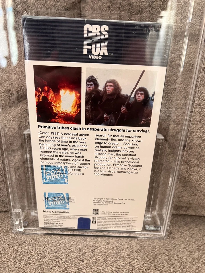 QUEST FOR FIRE VHS 1984 IGS Graded Box 8.5/Seam 9 MINT w/Watermarks Factory Seal - Image 3 of 4